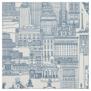 Boston toile cobalt strong white fabric