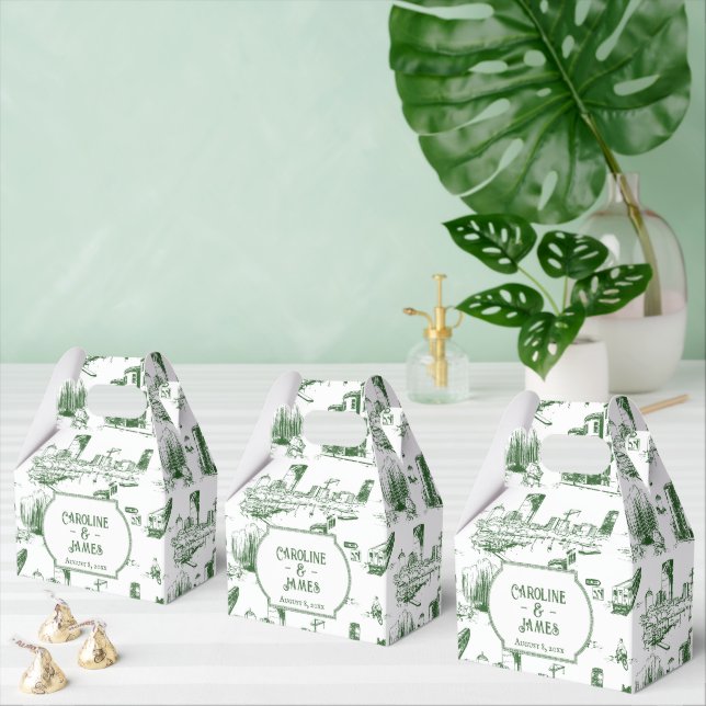 Boston Toile Forest Green Personalized Favor Box (Multiple)