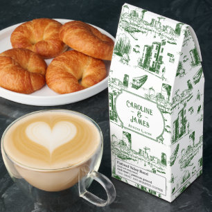 Boston Toile Forest Green Personalized Gift Bag Roasted Coffee