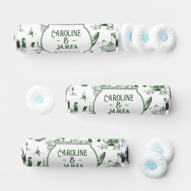 Boston Toile Forest Green Personalized Wedding Breath Savers® Mints (Assorted)