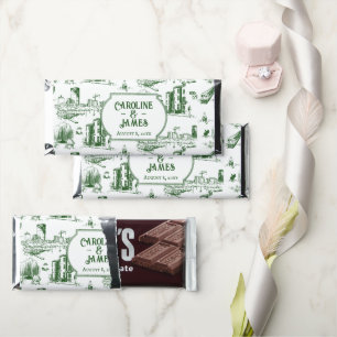 Boston Toile Forest Green Personalized Wedding Hershey Bar Favors