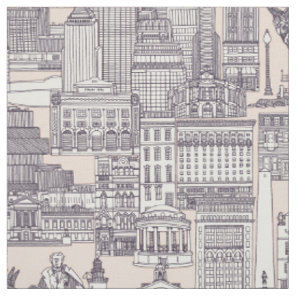 Boston toile mulberry peach dust fabric