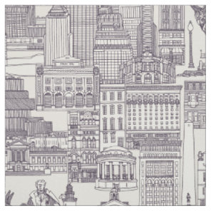 Boston toile mulberry strong white fabric