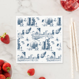 Boston Toile Navy and White Napkins