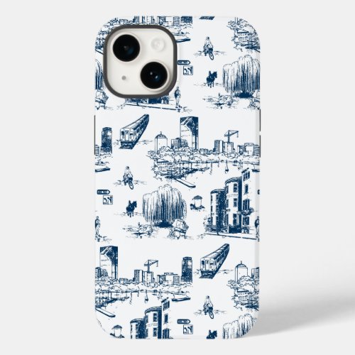 Boston Toile Navy and White Phone Case