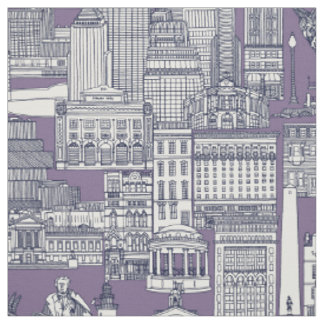 Boston toile navy blue violet fabric