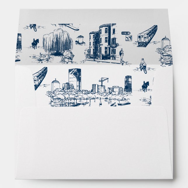Boston Toile Navy Personalized Envelope (Back (Bottom))