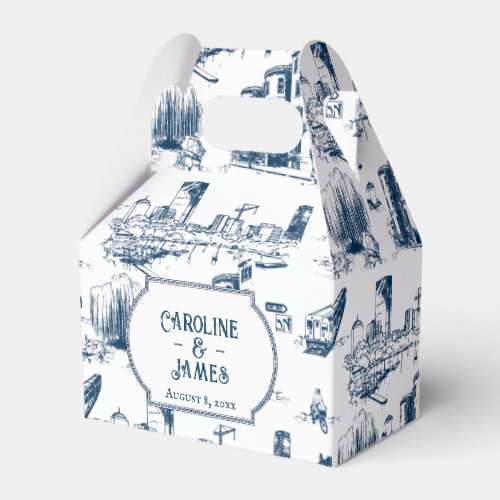 Boston Toile Navy Personalized Favor Box