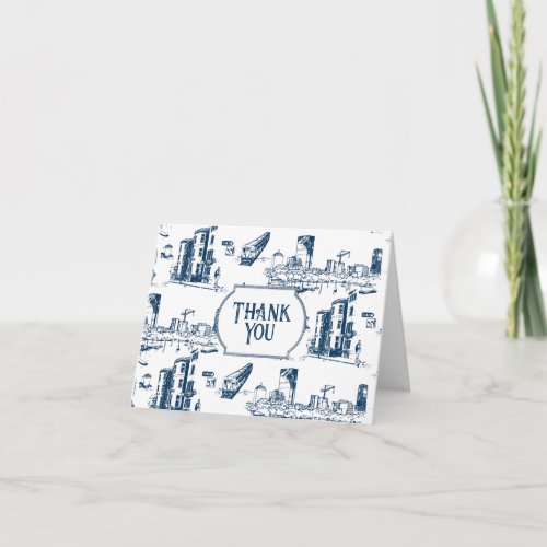 Boston Toile Navy Personalized Thank You Card