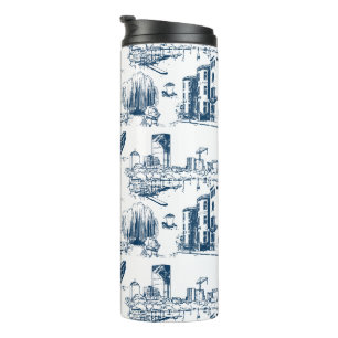 Boston Toile Navy Thermal Tumbler