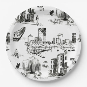 Boston Toile Paper Plates