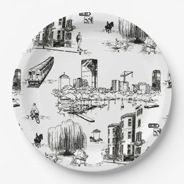 Boston Toile Paper Plates (Front)