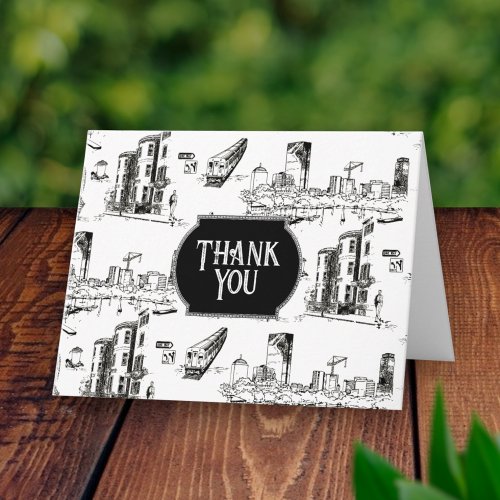 Boston Toile Personalized Thank You Card
