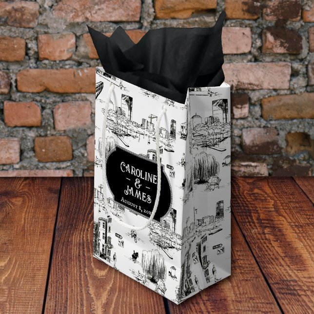 Boston Toile Personalized Wedding Gift Bag (Creator Uploaded)