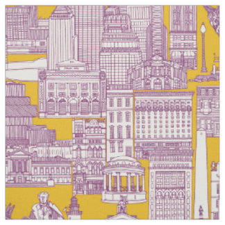 Boston toile purple yellow fabric