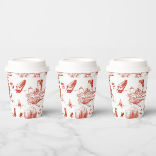 Boston Toile Red Paper Cups