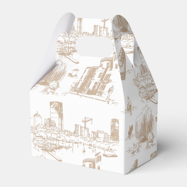 Boston Toile Tan and White Favor Boxes (Front Side)