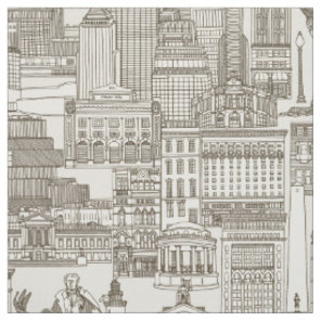 Boston toile tea brown strong white fabric
