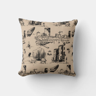Boston Toile Throw Pillow