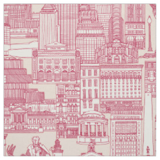 Boston toile viva magenta peach dust fabric