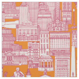 Boston toile viva magenta satsuma orange fabric