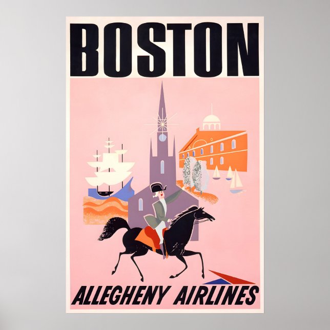 Boston Travel Poster - Allegheny Airlines (Front)