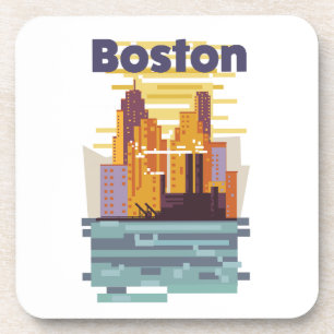 Boston Travel poster Beverage Coaster