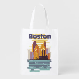 Boston Travel poster Grocery Bag