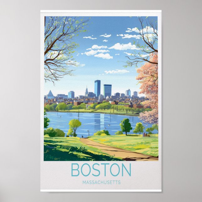 Boston Travel Poster - Massachusetts Wall Art (Front)