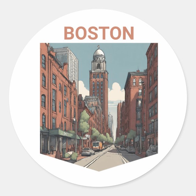 Boston Traveler A Delightful Gift Idea Classic Round Sticker (Front)