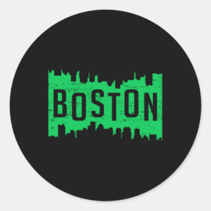 Boston USA City Cityscape Skyline Funny Gift Idea Classic Round Sticker