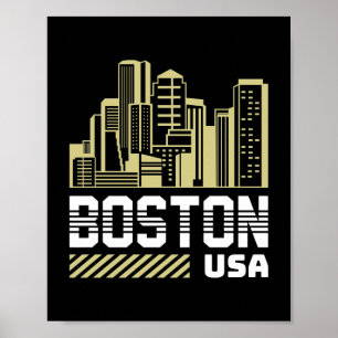 Boston USA Skyline Graphic Modern Urban City Poster