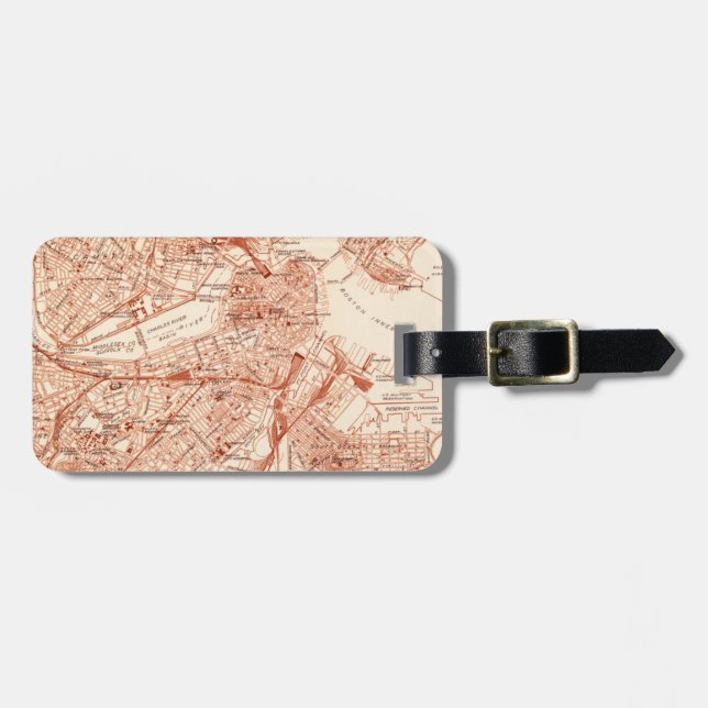 Boston Vintage Map Luggage Tag (Front Horizontal)