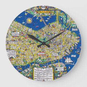 Boston vintage old city map USA america geography Large Clock