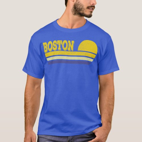 Boston Vintage Sunset Stripes Retro 70s T_Shirt