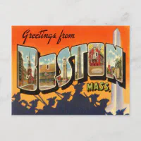 Boston Vintage Travel Postcard Restored Painting by Vintage