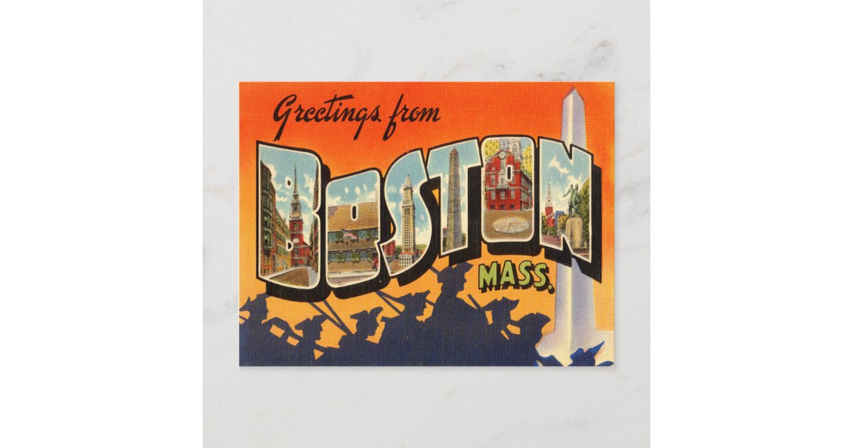 Boston Vintage Travel Postcard Restored Painting by Vintage