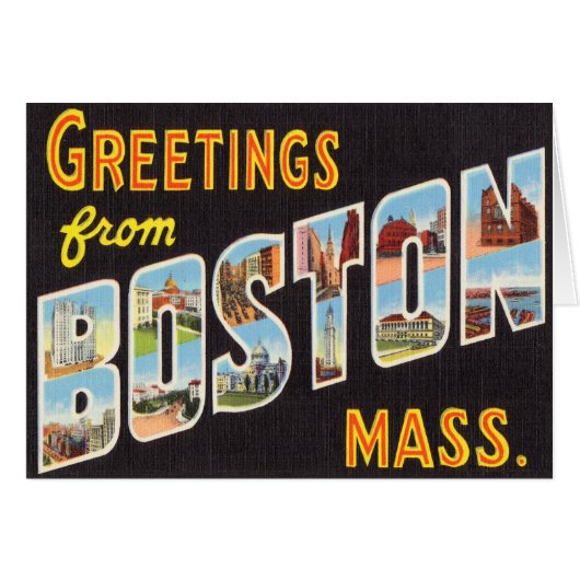 Boston Vintage Travel Postcard Restored (Front Horizontal)