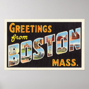 Boston Vintage Travel Postcard Restored Poster