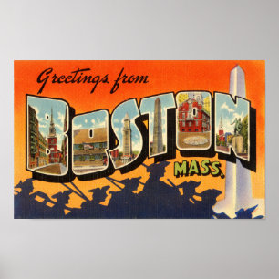 Boston Vintage Travel Postcard Restored Poster