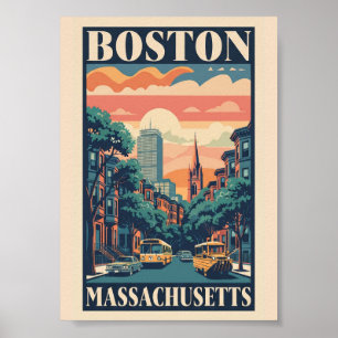 boston vintage travel poster