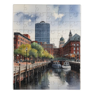 Boston watercolor art jigsaw puzzle