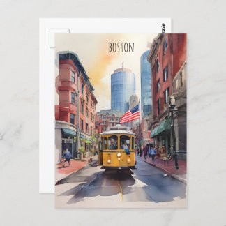 Boston watercolor art postcard