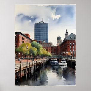 Boston watercolor art poster