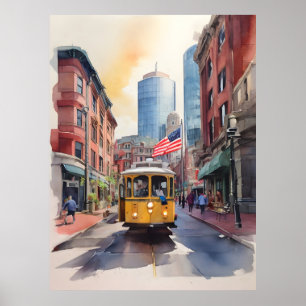 Boston watercolor art poster