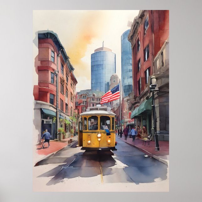 Boston watercolor art poster (Front)