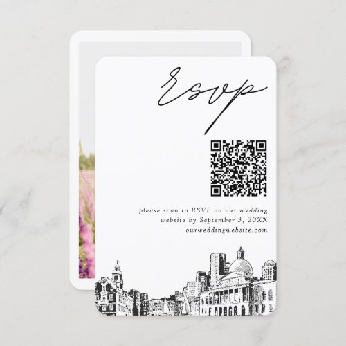 Boston Wedding Modern RSVP QR Code Enclosure Card