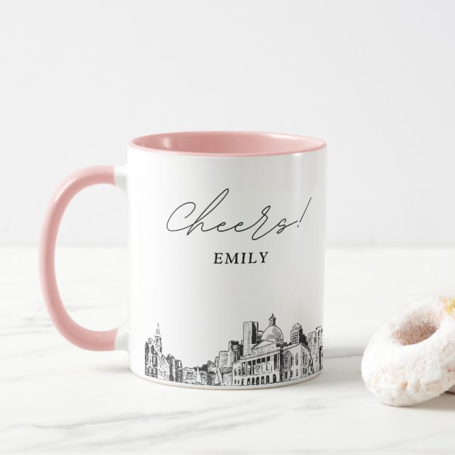 Boston Wedding Personalized Coffee Mug (With Donut)