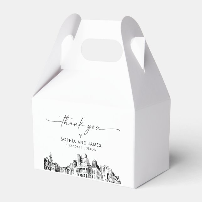 Boston Wedding Personalized Favor Box (Front Side)