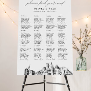 Boston Wedding Seating Chart 12 Tables 24x36 Foam Board